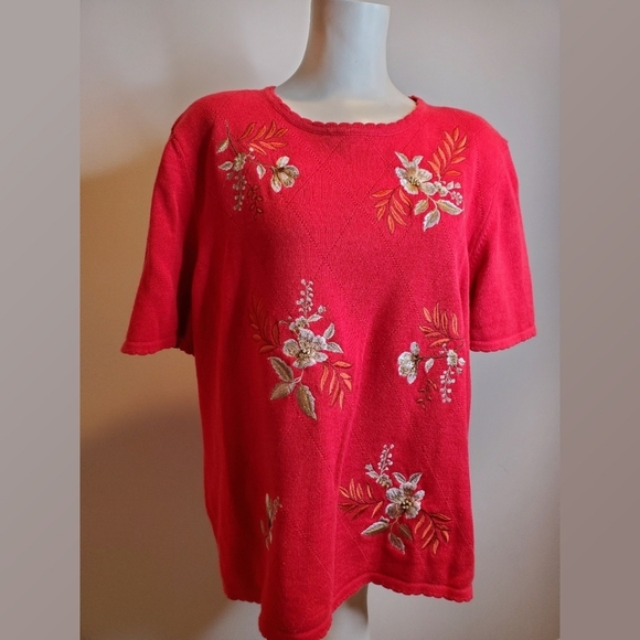 Alfred Dunner Sweaters - Alfred Dunner Floral Embroidered Sweater Vintage